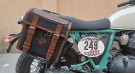 For Royal Enfield Bear 650 Canvas and Leather Pannier Bags Black With Saddle Stays - SPAREZO